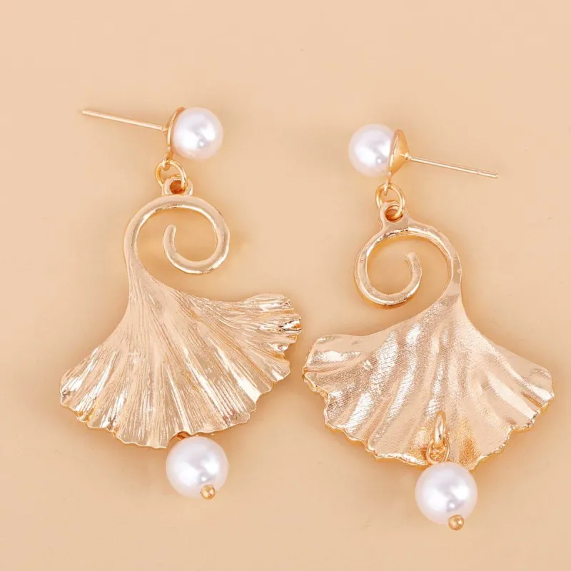 Pearl & Goldtone Lotus Leaf Drop Earrings made by Zulily