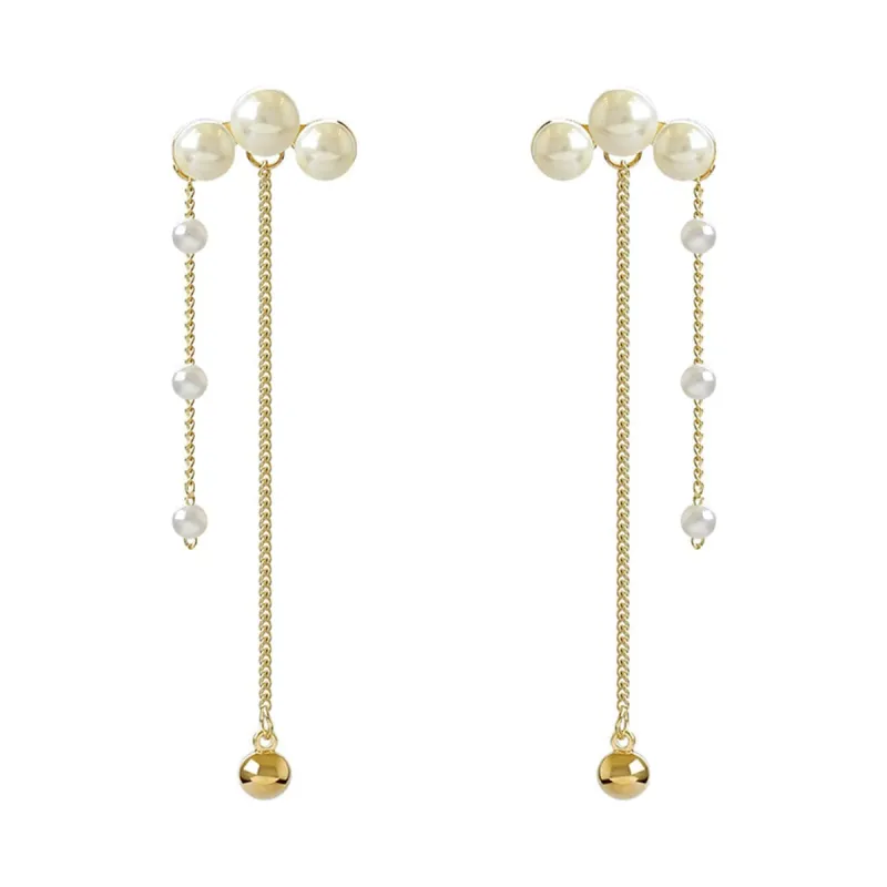 Pearl & Goldtone Tassel Drop Earrings made by Zulily