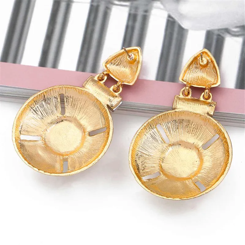 Pearl & Multi-Color Crystal Goldtone Round Geometric Drop Earrings made by Zulily