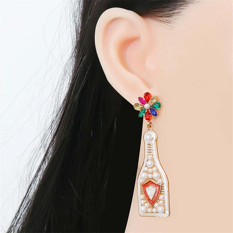 Pearl & Multicolor Crystal Goldtone Bottle Drop Earrings made by Zulily