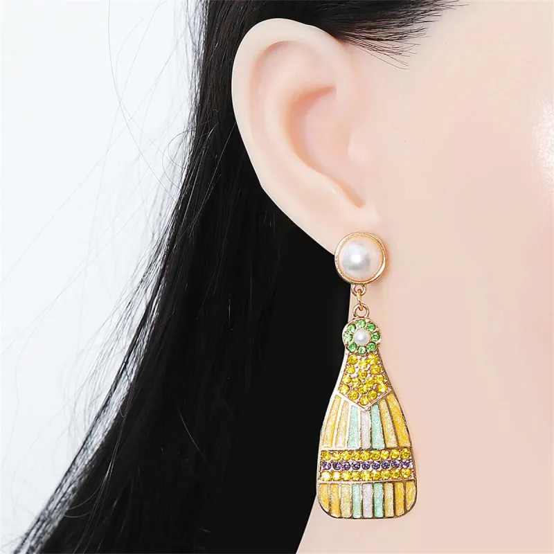 Pearl & Multicolor Cubic Zirconia Goldtone Bottle Drop Earrings made by Zulily