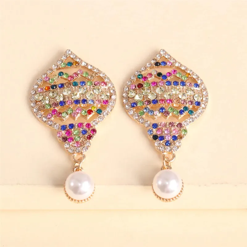 Pearl & Red Multicolored Cubic Zirconia Pear Drop Earring made by Zulily