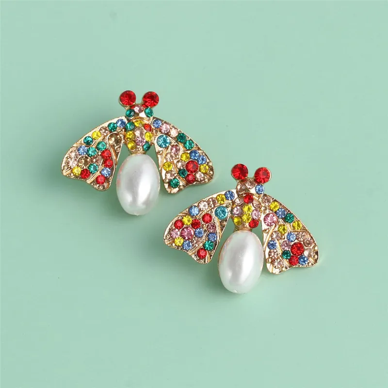 Pearl & Multicolor Cubic Zirconia Bee Stud Earrings made by Zulily