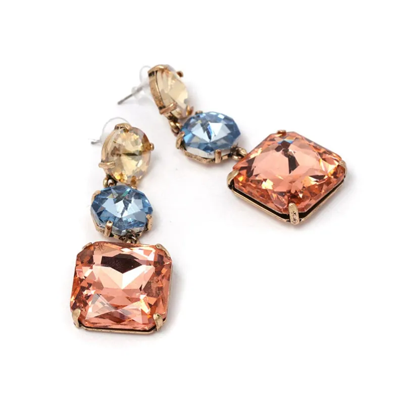 Pink & Blue Crystal Cushion-Cut Drop Earrings made by Zulily