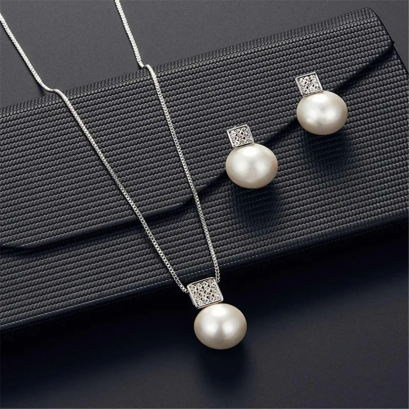 Pearl & Silvertone Pendant Necklace & Drop Earrings made by Zulily