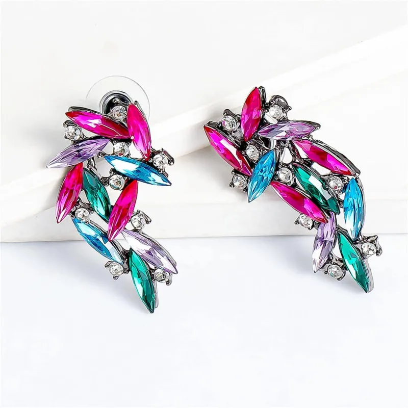 Pink & Blue Cubic Zirconia Marquise Wing Drop Earrings made by Zulily