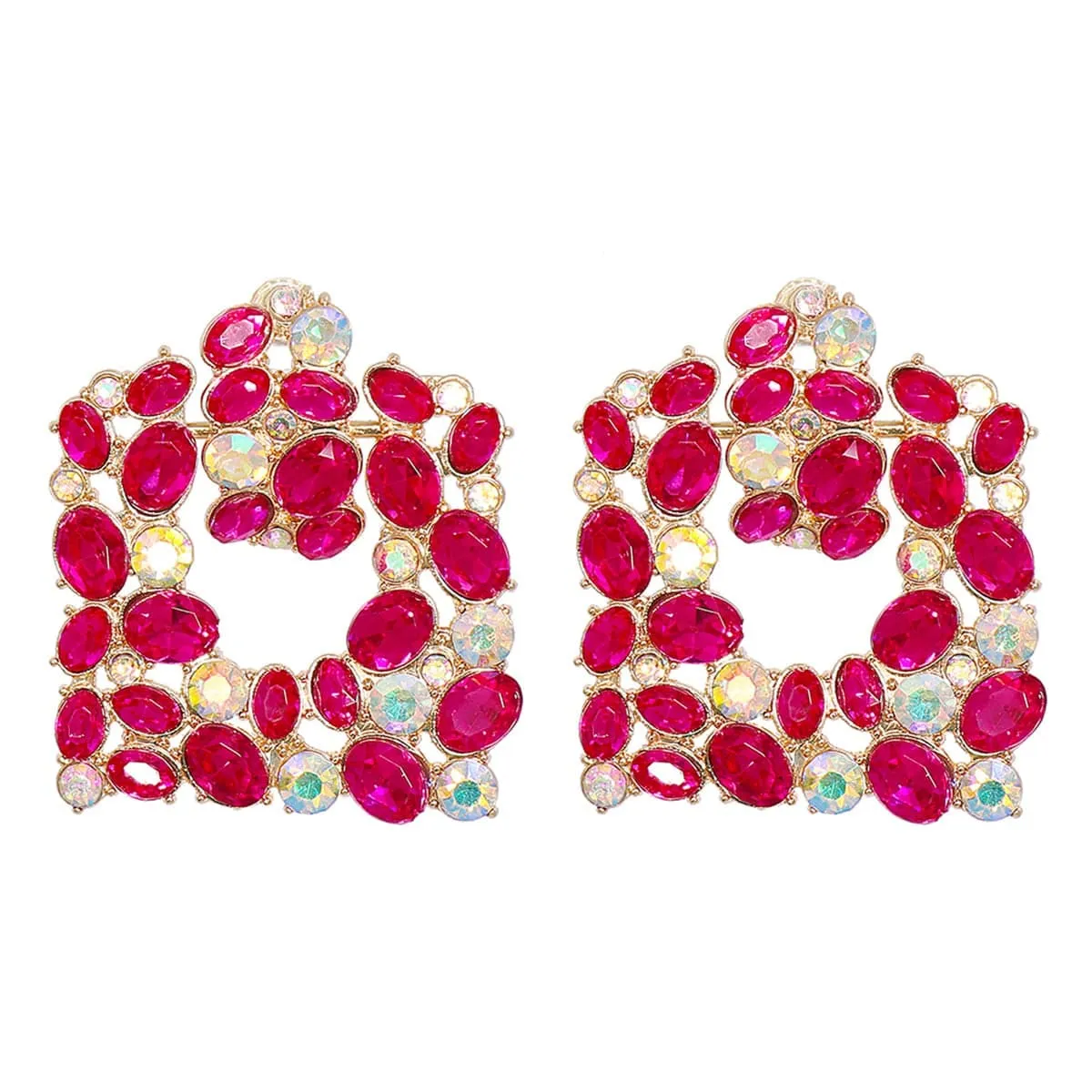 Pink Crystal & Cubic Zirconia Goldtone Geometric Drop Earrings sold by Zulily