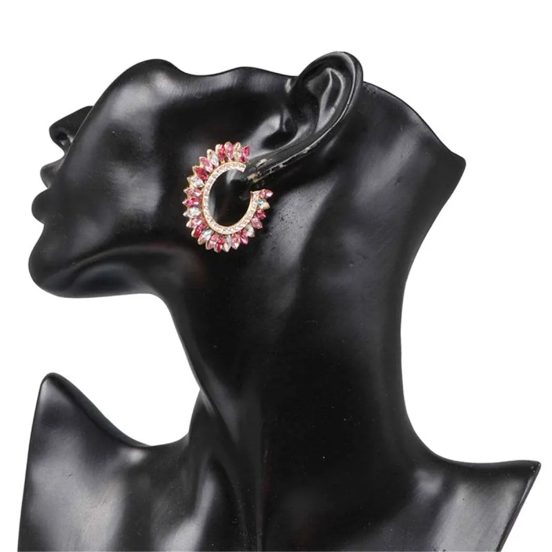 Pink Crystal & Cubic Zirconia Hoop Earrings made by Zulily