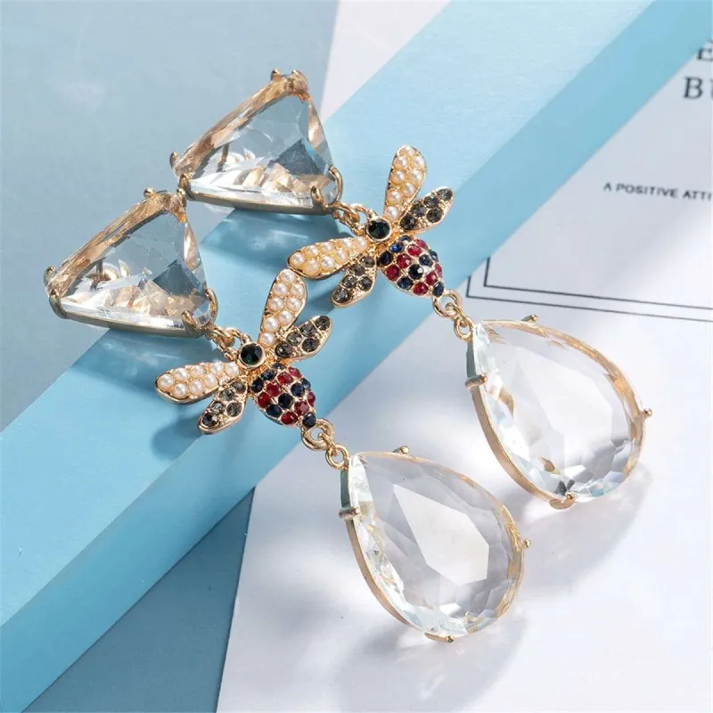 Pink Crystal & Cubic Zirconia Goldtone Bee Drop Earrings made by Zulily