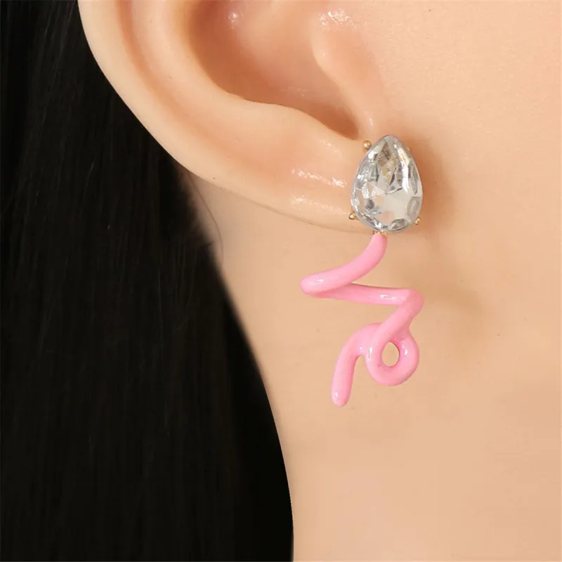 Pink & Crystal Swirling Snake Drop Earrings made by Zulily