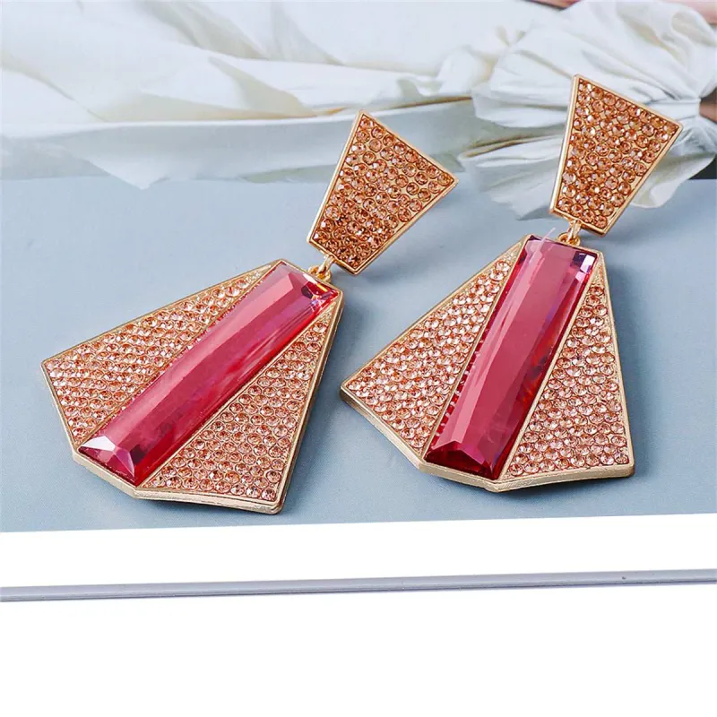 Pink Cubic Zirconia & Crystal Geometric Stripe Drop Earrings made by Zulily