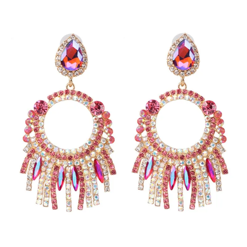Pink Crystal & Cubic Zirconia Tassel Drop Earrings made by Zulily