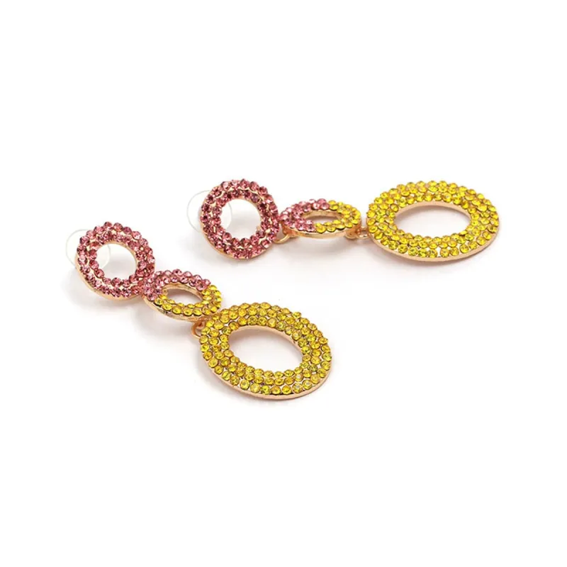 Pink Cubic Zirconia & Goldtone Circle Drop Earrings made by Zulily