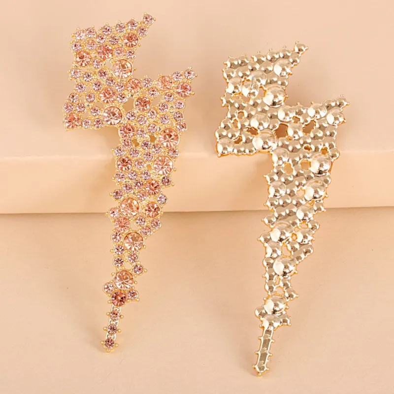 Pink Cubic Zirconia & Goldtone Lightning Stud Earrings made by Zulily