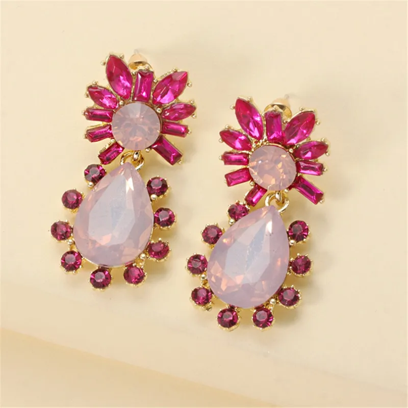 Pink Crystal & Cubic Zirconia Goldtone Botany Drop Earrings made by Zulily