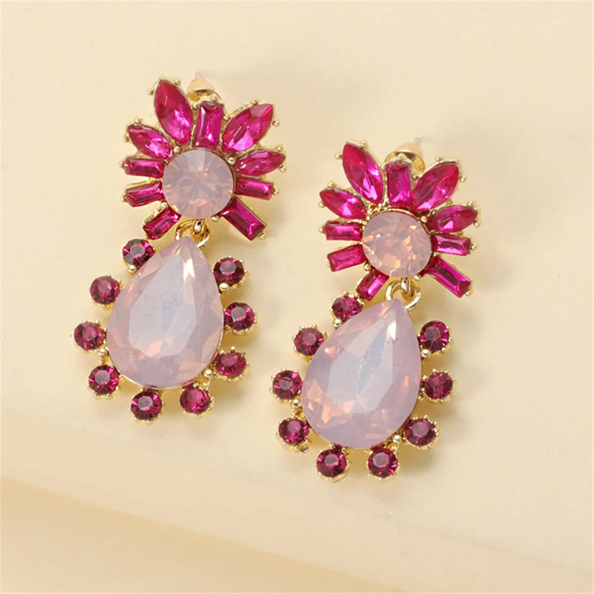 Pink Crystal & Cubic Zirconia Goldtone Botany Drop Earrings sold by Zulily