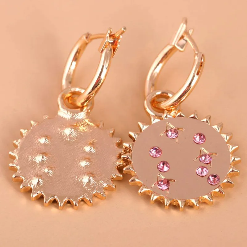 Pink Cubic Zirconia & Goldtone Sun Drop Earrings made by Zulily