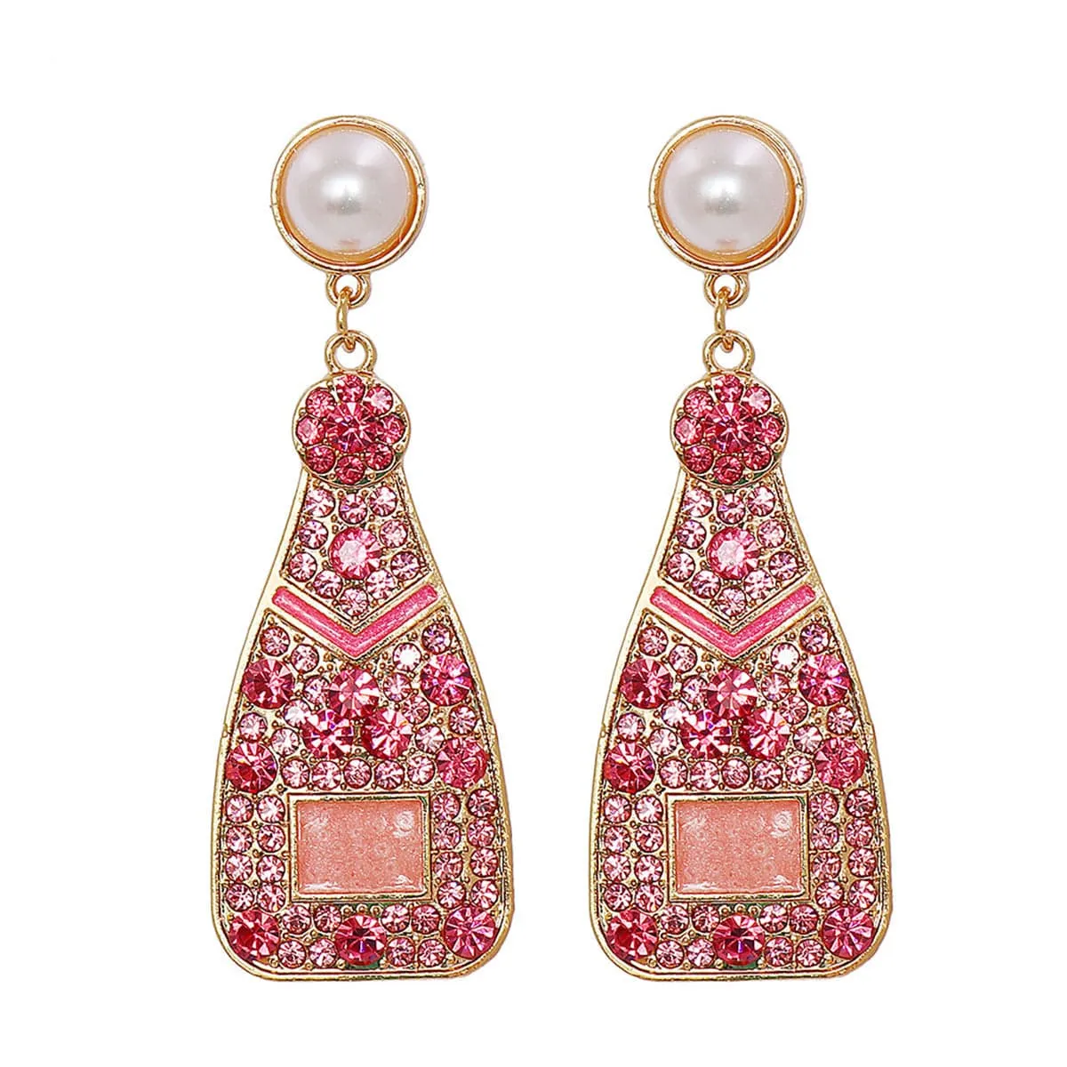Pink Cubic Zirconia & Pearl Goldtone Sparkling Champagne Drop Earrings sold by Zulily