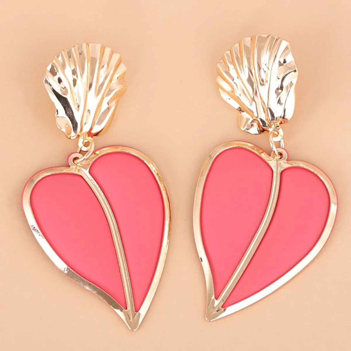 Pink Enamel & Goldtone Heart Drop Earrings sold by Zulily