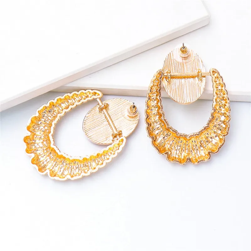 Pink Oval Crystal & Goldtone Catch Drop Earrings made by Zulily