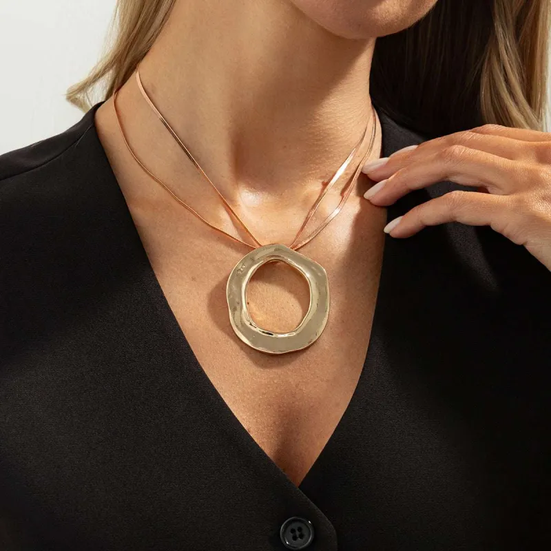 Goldtone Open Round Pendant Layered Necklace made by Zulily