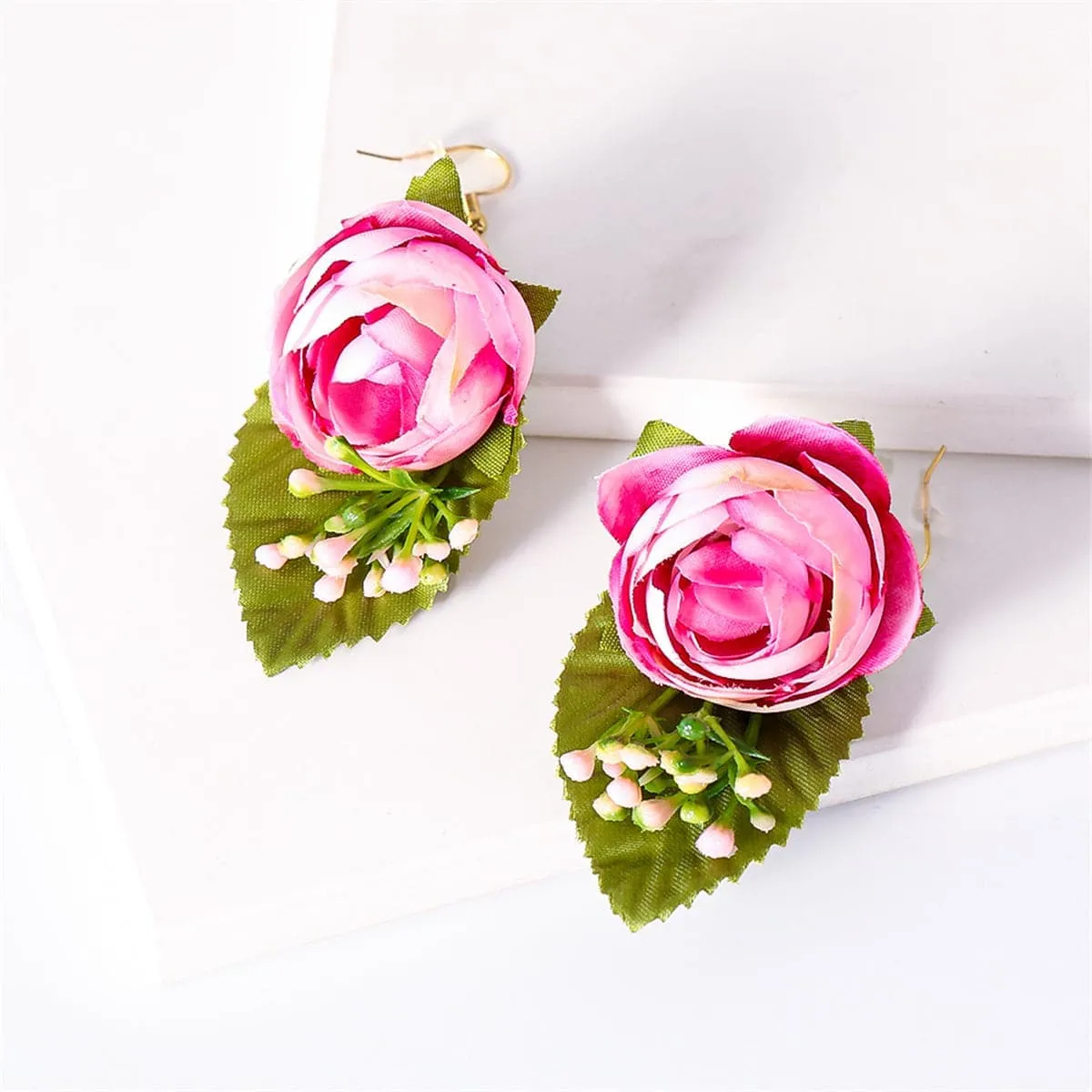 Pink Plastic & Goldtone Flower Drop Earrings sold by Zulily