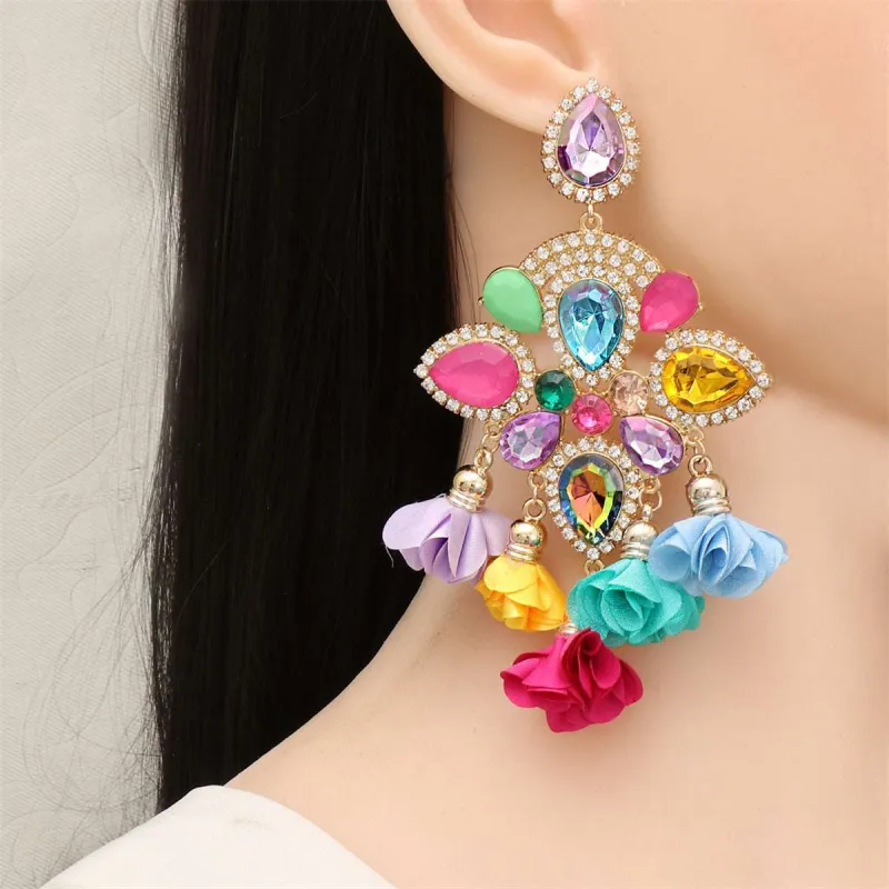 Pink Multicolor Crystal & Cubic Zirconia Chandelier Drop Earrings made by Zulily