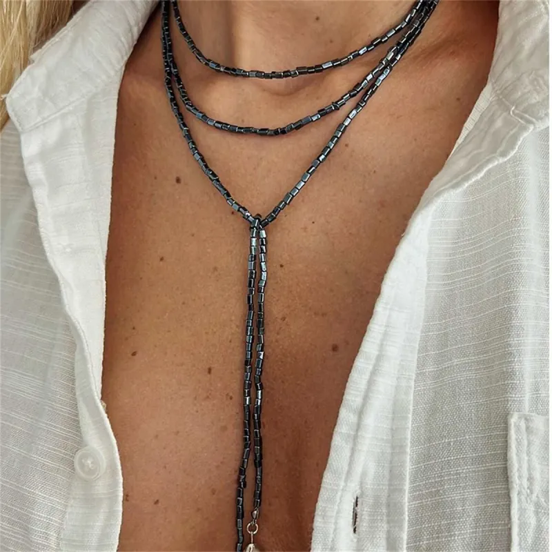 Navy Acrylic & Silvertone Bead Chain Drop Necklace made by Zulily