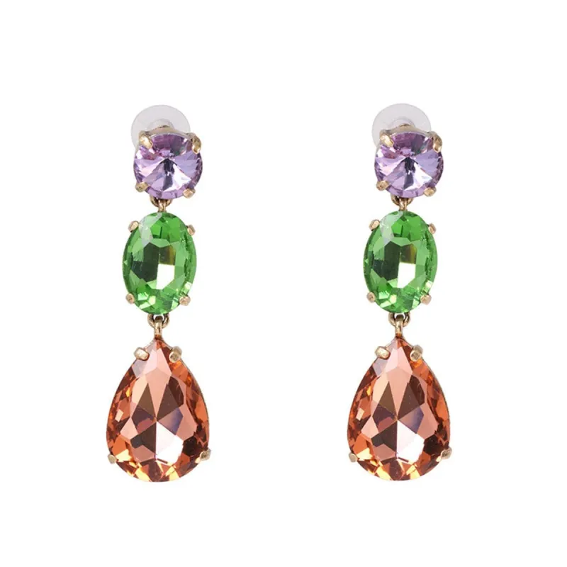 Purple & Green Crystal Drop Earrings made by Zulily