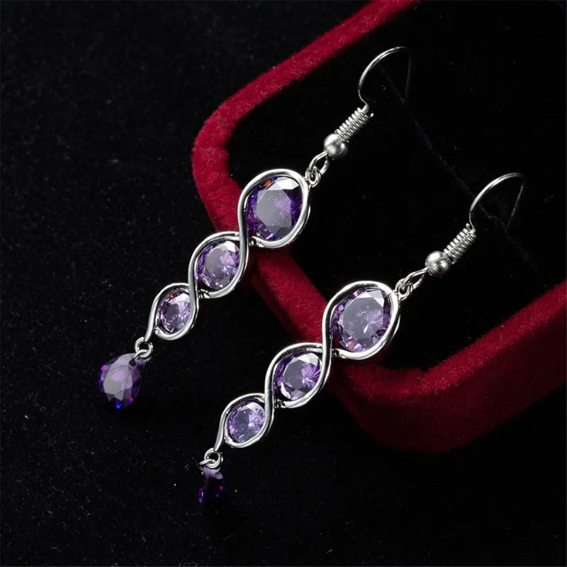 Purple Crystal & Silvertone Tiered Circle Drop Earrings made by Zulily