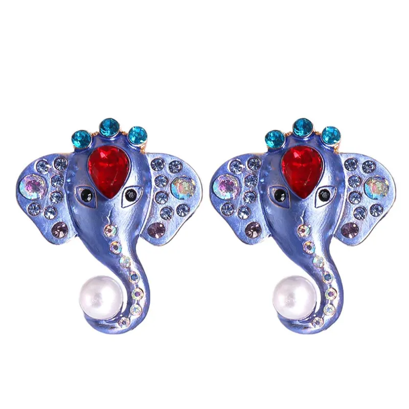 Purple Enamel & Crystal Pearl Goldtone Elephant Stud Earrings made by Zulily
