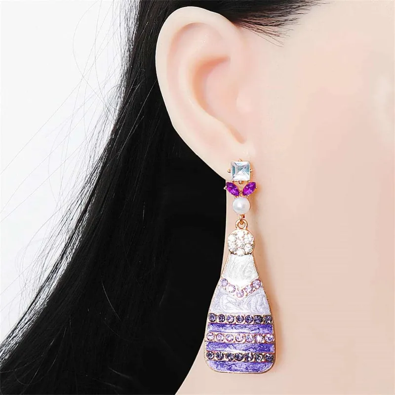 Purple Enamel & Cubic Zirconia Goldtone Bottle Drop Earrings made by Zulily