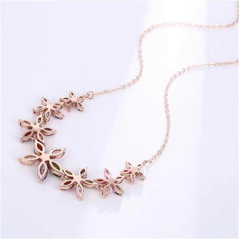 Rainbow Crystal & Rose Goldtone Flower Bib Necklace made by Zulily