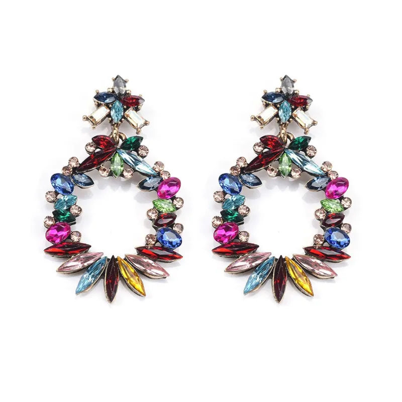 Rainbow Crystal & Cubic Zirconia Wreath Drop Earrings made by Zulily