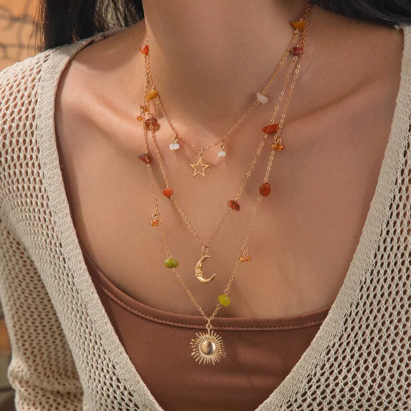 Colored Resin & Goldtone Celestial Pendant Layered Necklace made by Zulily
