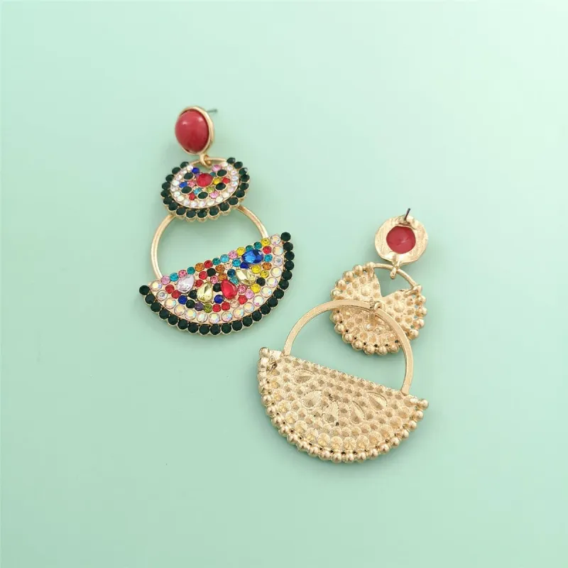 Red & Blue Crystal & Cubic Zirconia Watermelon Drop Earrings made by Zulily