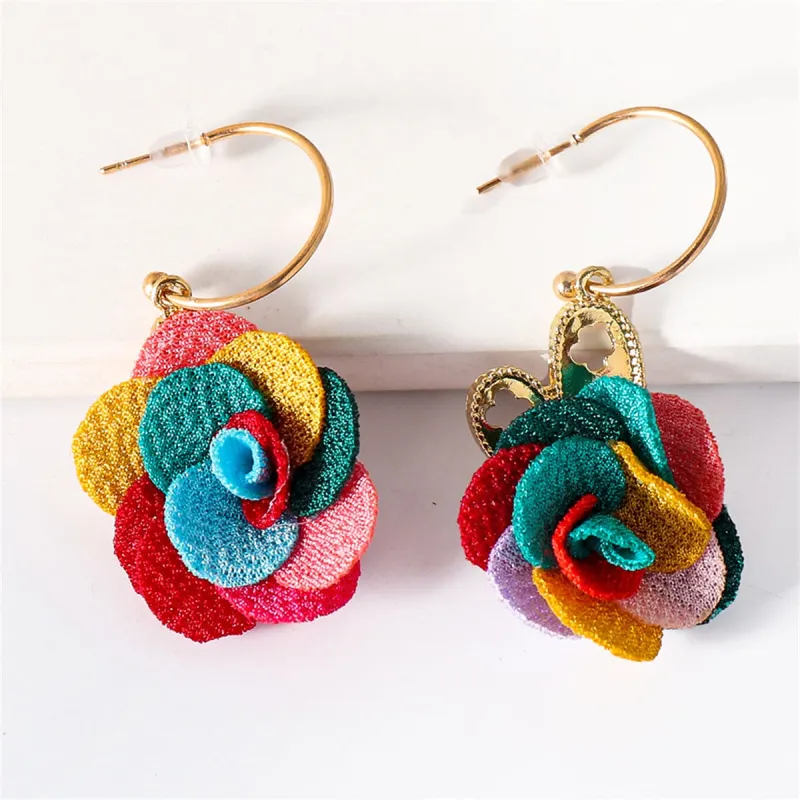 Rainbow Lace & Goldtone Heart Flower Drop Earrings made by Zulily