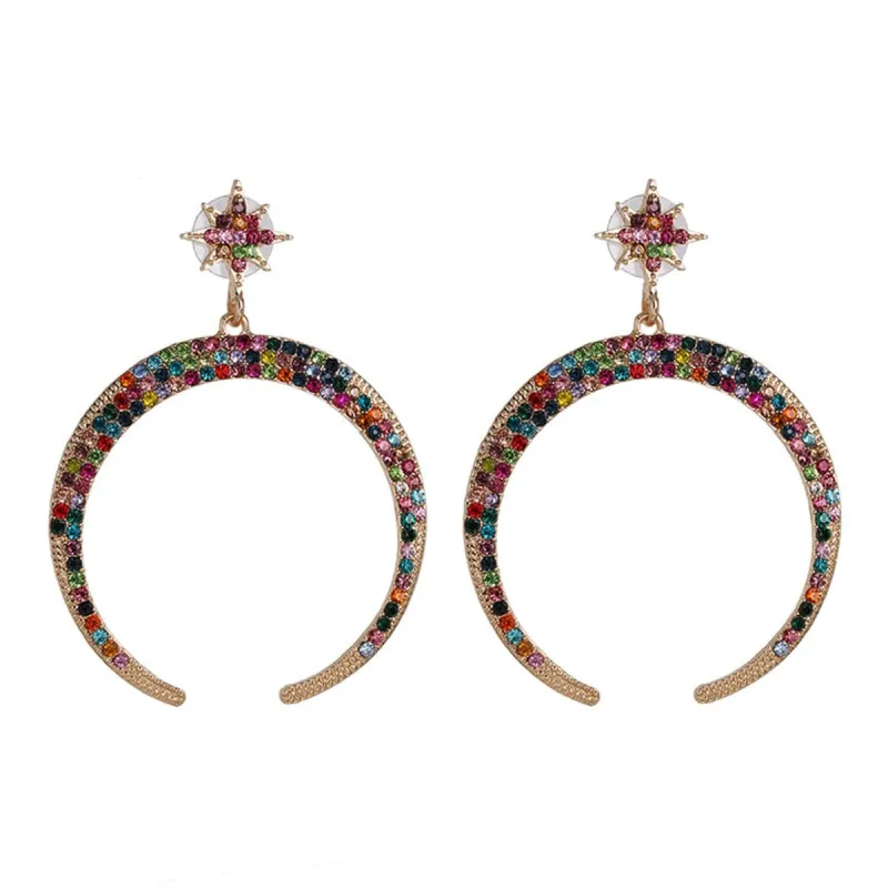 Red & Blue Cubic Zirconia Star & Moon Drop Earrings made by Zulily