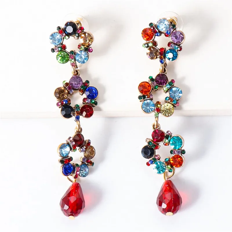 Red & Blue Cubic Zirconia Linked Circle Drop Earrings made by Zulily