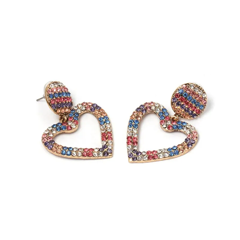 Red & Blue Cubic Zirconia Goldtone Open-Heart Drop Earrings made by Zulily