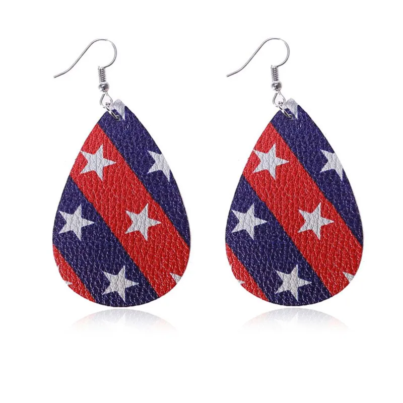 Red & Blue Polystyrene Star Diagonal Stripe Drop Earrings made by Zulily