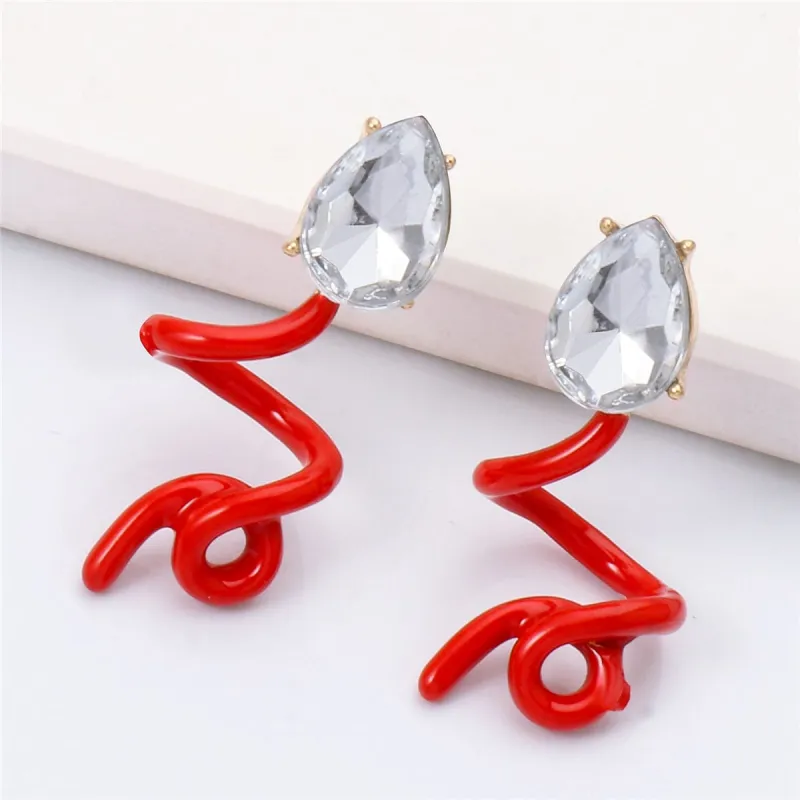 Red & Crystal Swirling Snake Drop Earrings made by Zulily
