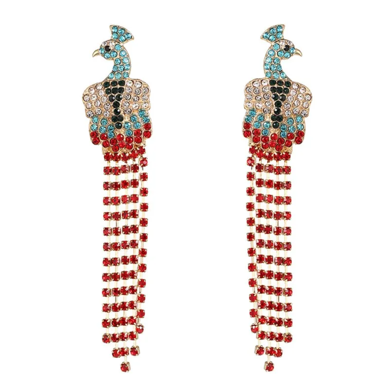 Red & Blue Cubic Zirconia Goldtone Peacock Fringe Drop Earrings made by Zulily