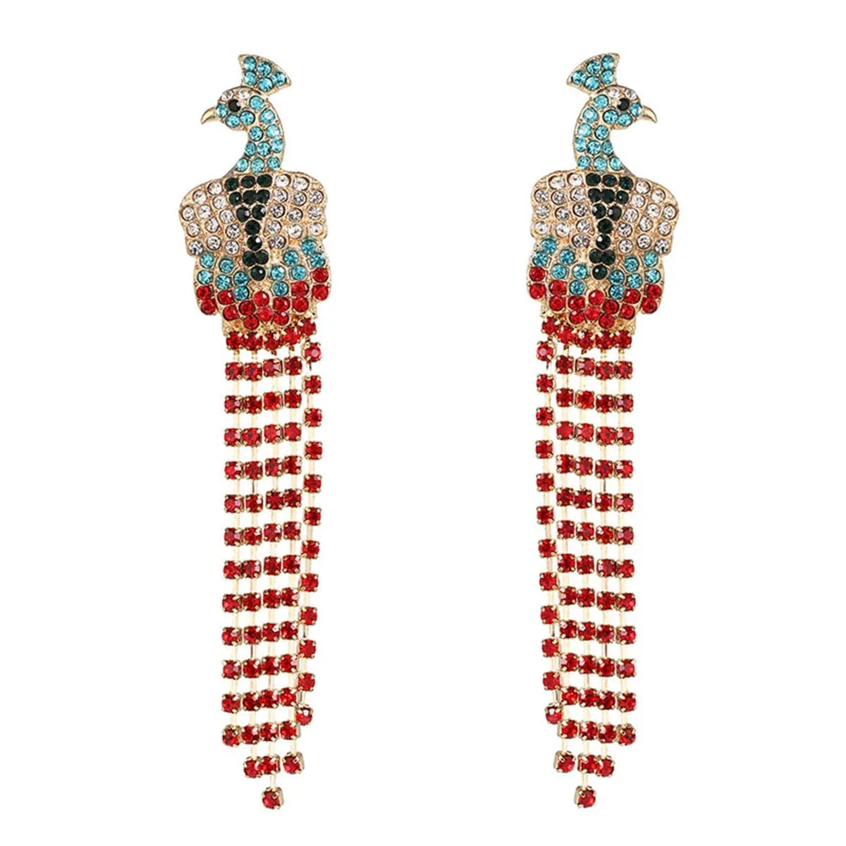 Red & Blue Cubic Zirconia Goldtone Peacock Fringe Drop Earrings sold by Zulily