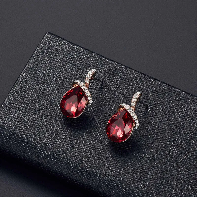 Red & Goldtone Pear Pendant Necklace & Drop Earrings made by Zulily