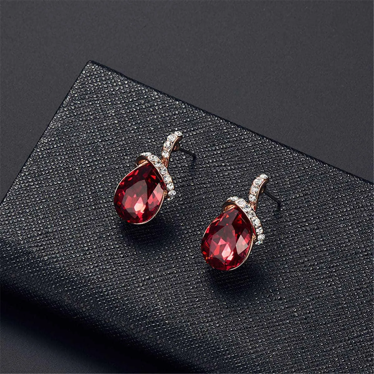 Red & Goldtone Pear Pendant Necklace & Drop Earrings sold by Zulily