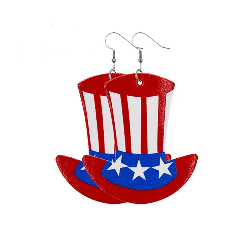 Red & Blue Polystyrene Uncle Sam Hat Drop Earrings made by Zulily