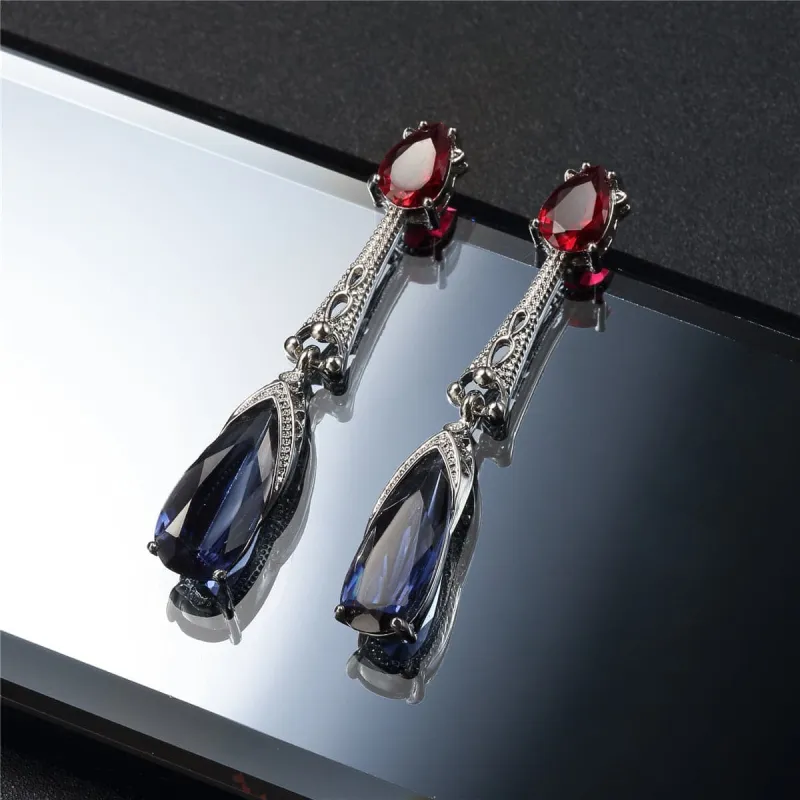Red & Dark Blue Crystal Drop Earrings made by Zulily