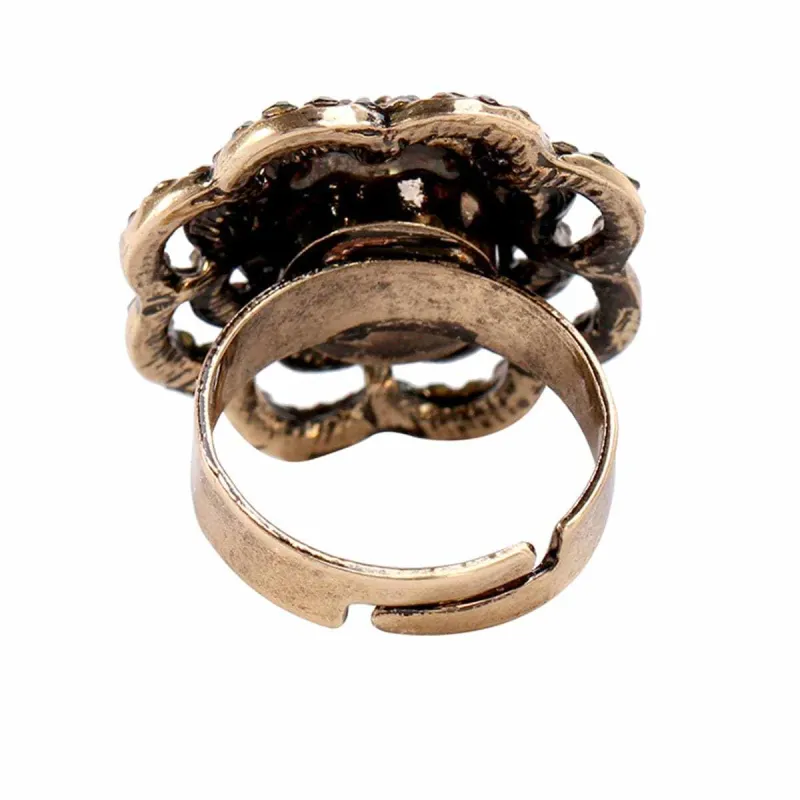 Red & Green Cubic Zirconia Retro Flower Ring made by Zulily