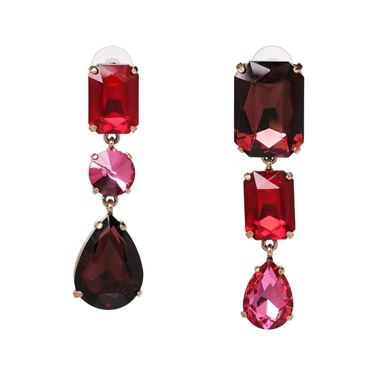 Red & Pink Crystal Drop Earrings sold by Zulily